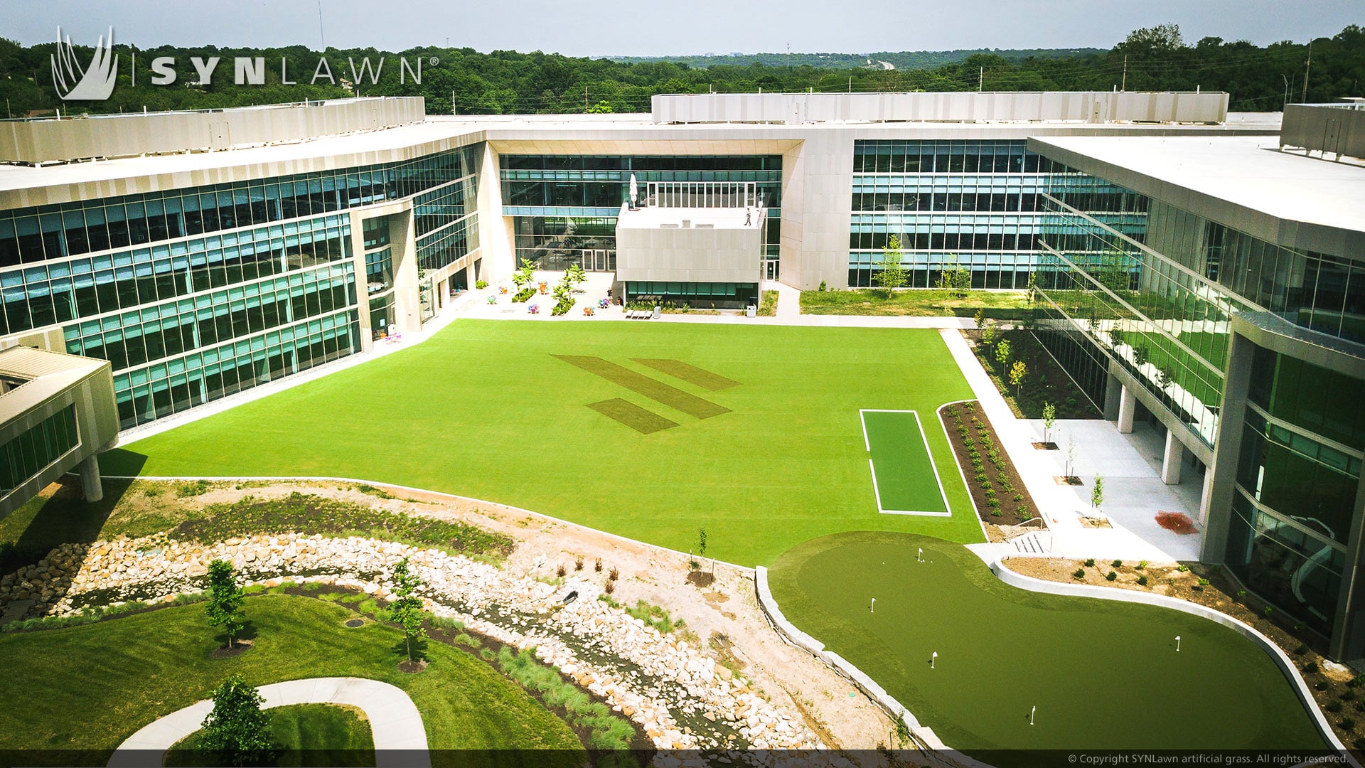 SYNLawn Jacksonville FL commercial artificial grass for office buildings campus courtyards