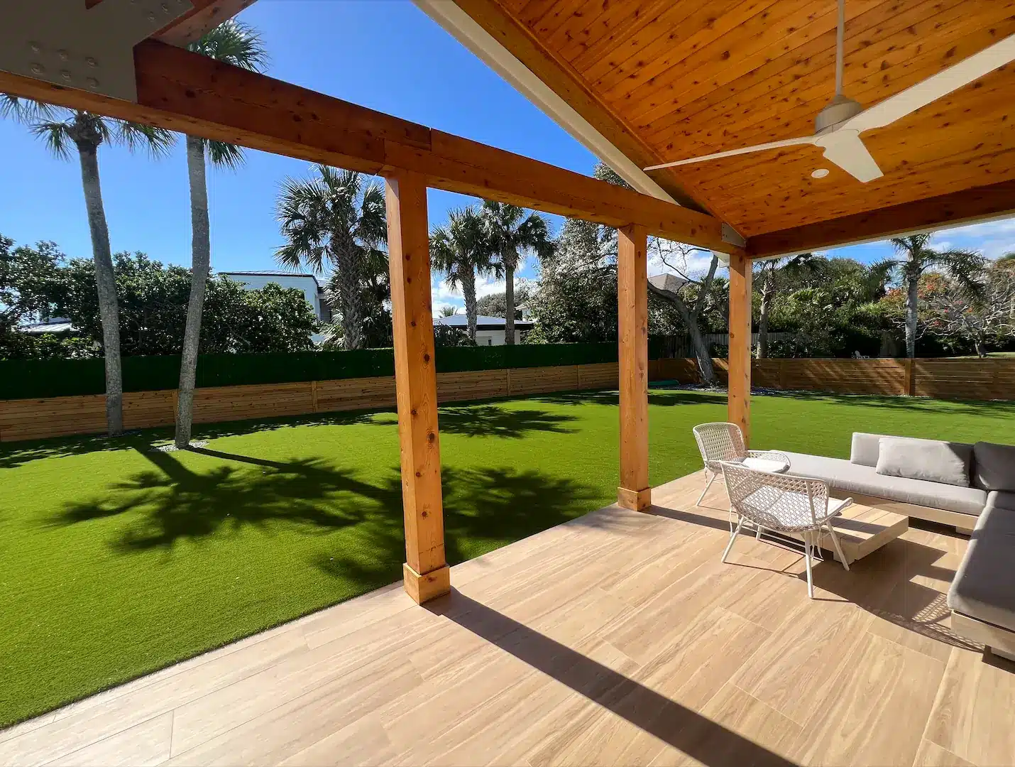 residential backyard synthetic grass