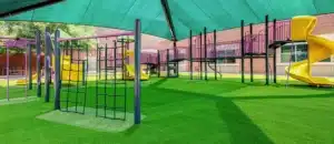 playground on artificial grass lawn