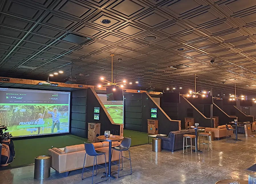 Indoor golf simulator installed by SYNLawn in Jacksonville, FL