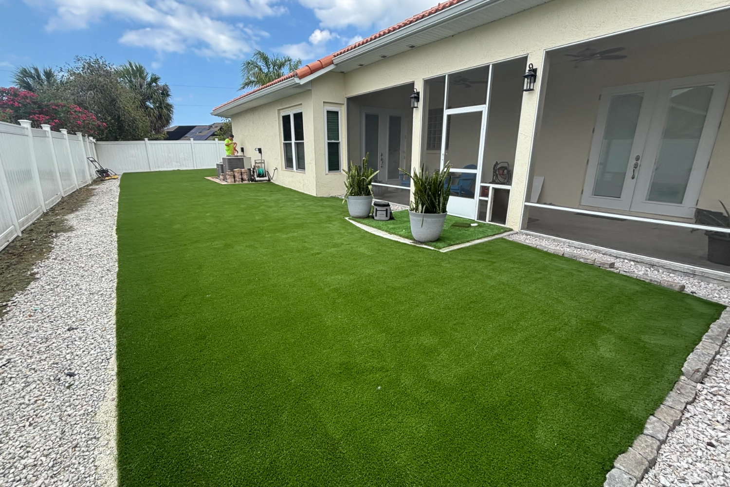 Artificial grass backyard lawn installed by SYNLawn